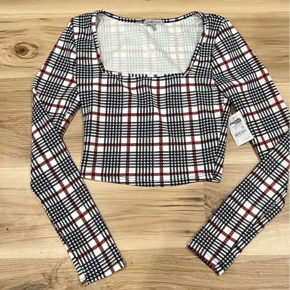 NEW Charlotte Russe Plaid Crop Top Women’s XS
